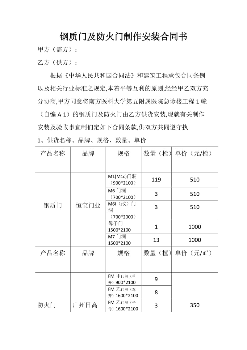 门安装合同_第1页