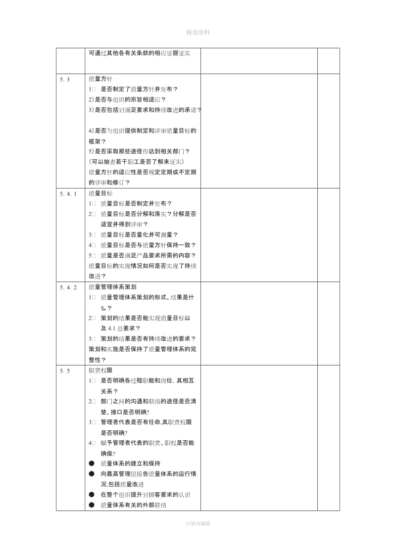 质量体系内审检查表模板_第2页