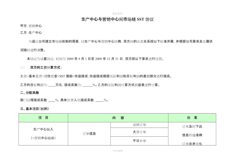 生产与营销之间SS协议表格版_第1页