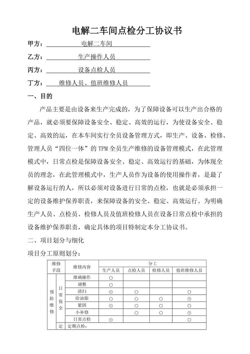 电解二车间点检分工协议书_第1页