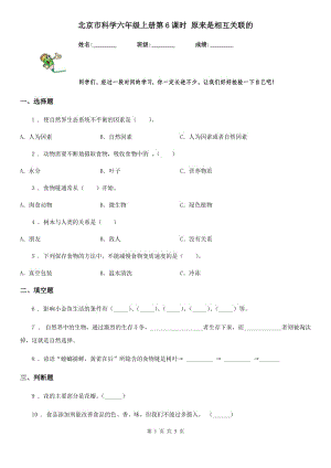 北京市科學(xué)六年級上冊第6課時(shí) 原來是相互關(guān)聯(lián)的