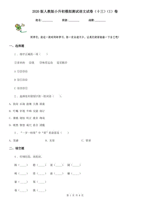 2020版人教版小升初模擬測(cè)試語文試卷(十三)(I)卷