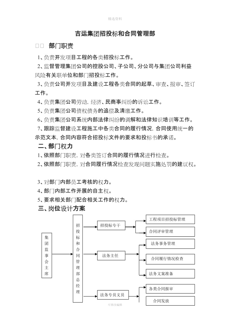 招投标和合同管理部岗位设计等汇总_第1页