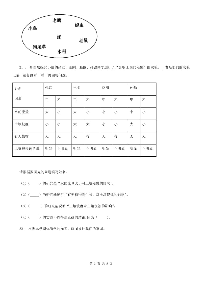 四川省2019-2020年六年级下册期末考试科学试卷A卷_第3页