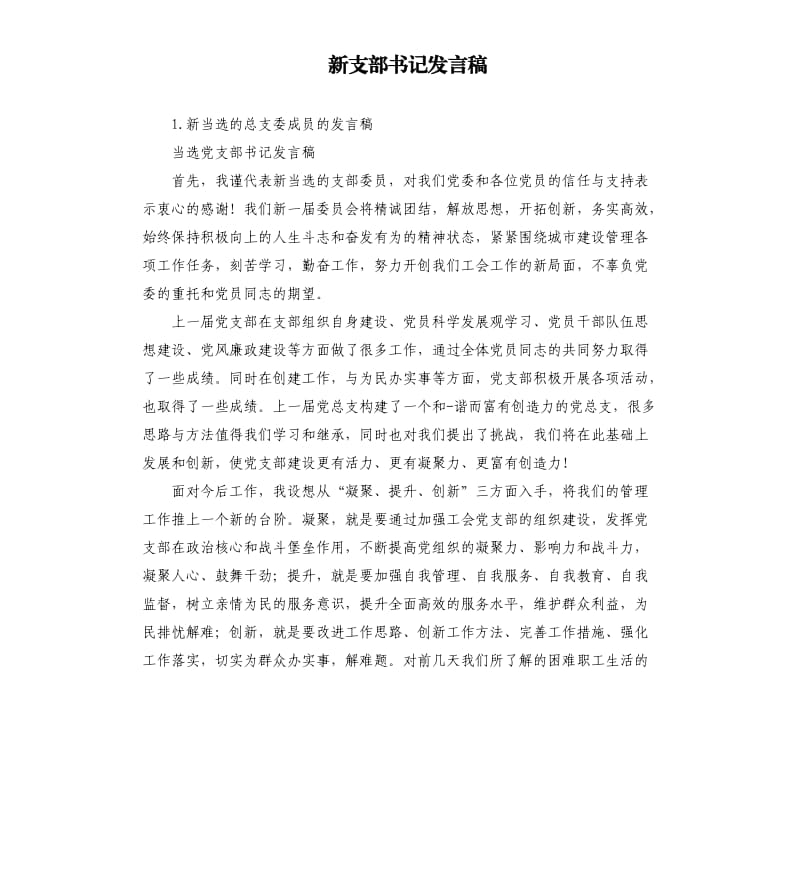 新支部书记发言稿 .docx_第1页