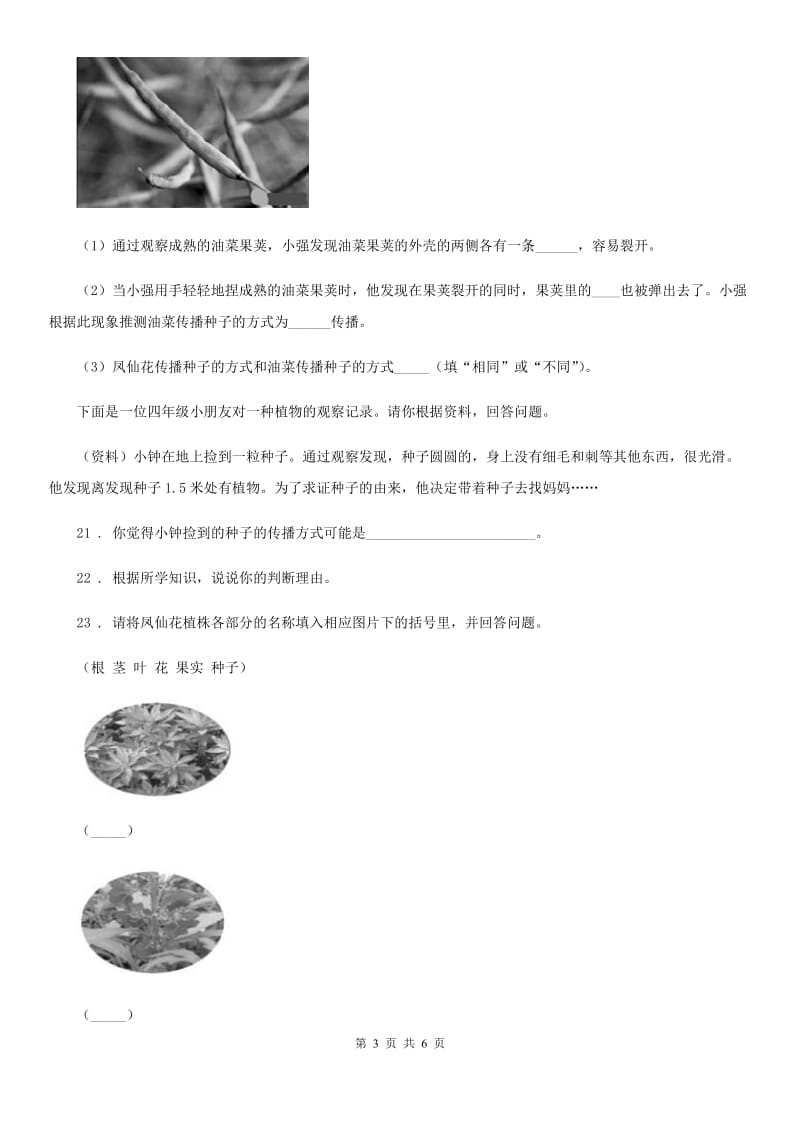 北京市科学2019-2020年三年级下册第二单元形成性测试卷（5）A卷_第3页