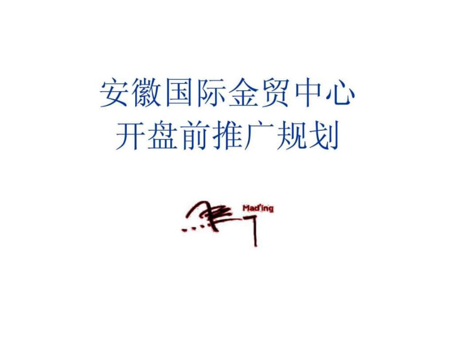 馬一丁2013年安徽合肥國(guó)際金貿(mào)中心開(kāi)盤(pán)前推廣規(guī)劃_第1頁(yè)