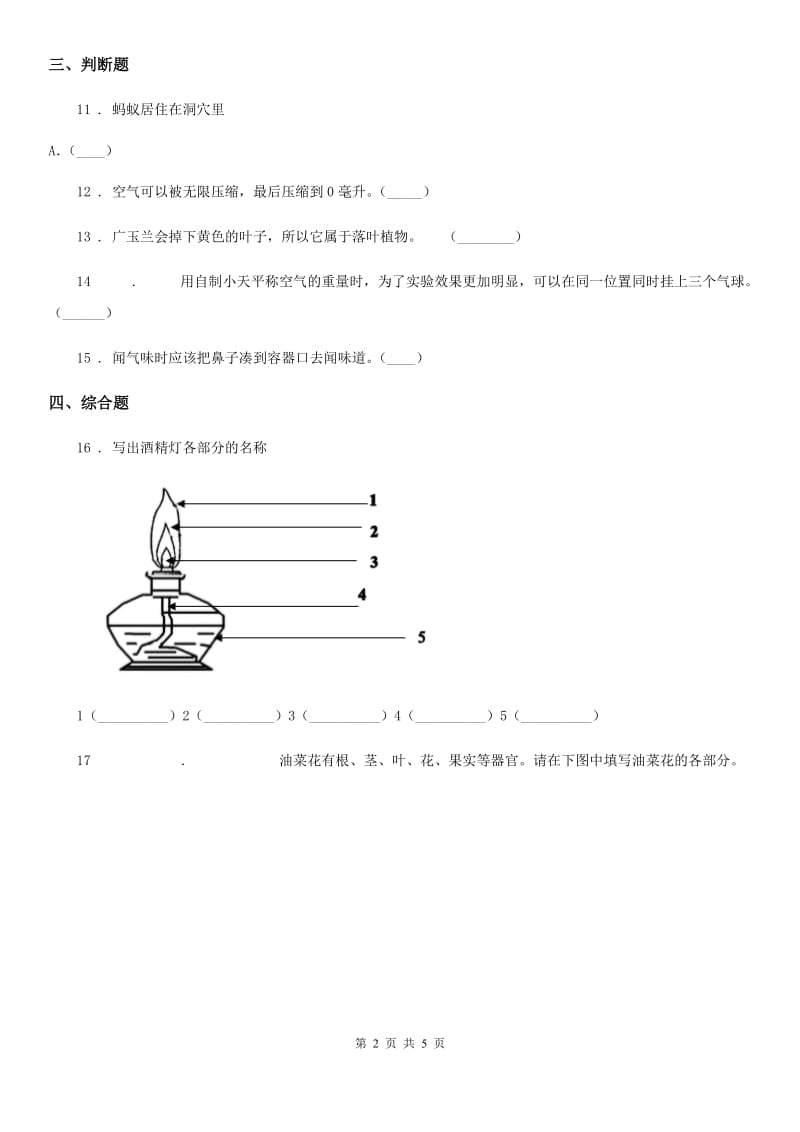 四川省2019-2020年三年级上册期末测试科学试卷A卷(模拟)_第2页