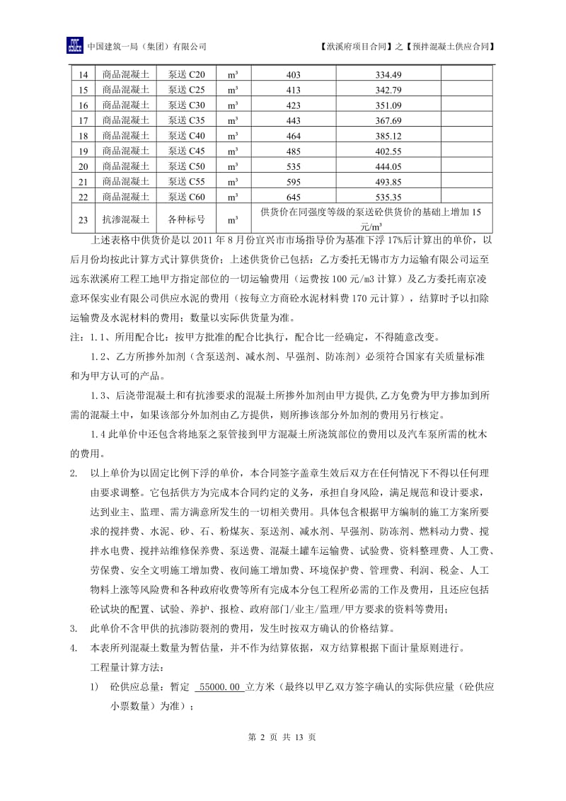 预拌混凝土供应合同_第2页