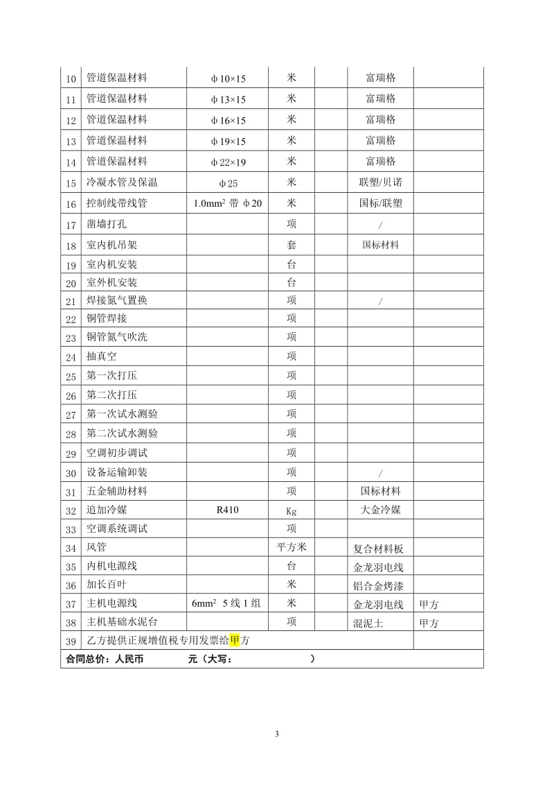 别墅大金家用中央空调销售安装合同_第3页