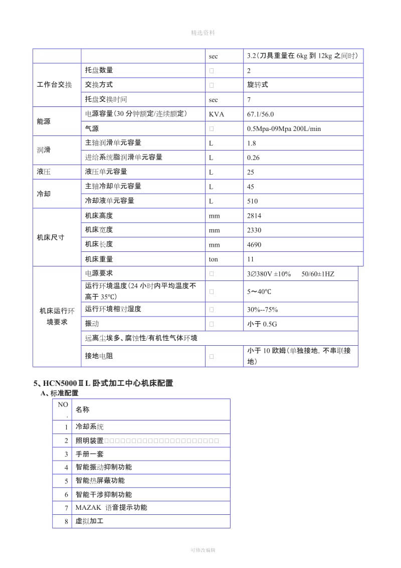 HCNⅡl卧式加工中心技术协议new_第3页