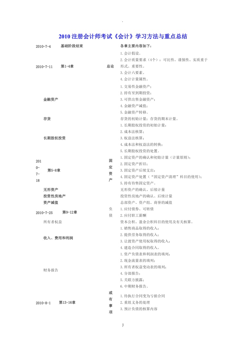 注册会计师考试《会计》学习方法与重点总结_第1页