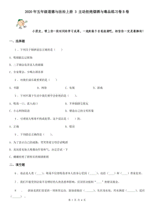 2020年五年級(jí)道德與法治上冊(cè) 3 主動(dòng)拒絕煙酒與毒品練習(xí)卷B卷