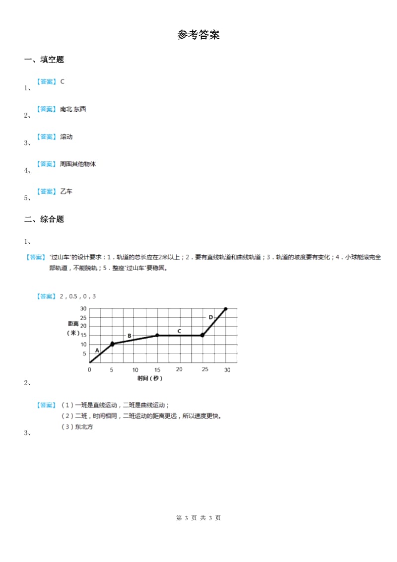 四川省科学2019-2020学年三年级下册1.8 测试“过山车”练习卷B卷（模拟）_第3页