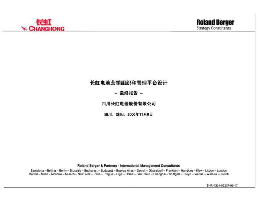 罗兰贝格：四川长虹电池营销组织和管理平台设计最终报告_第1页