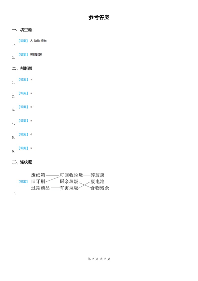 2020年四年级道德与法治上册11 变废为宝有妙招练习卷A卷（模拟）_第2页