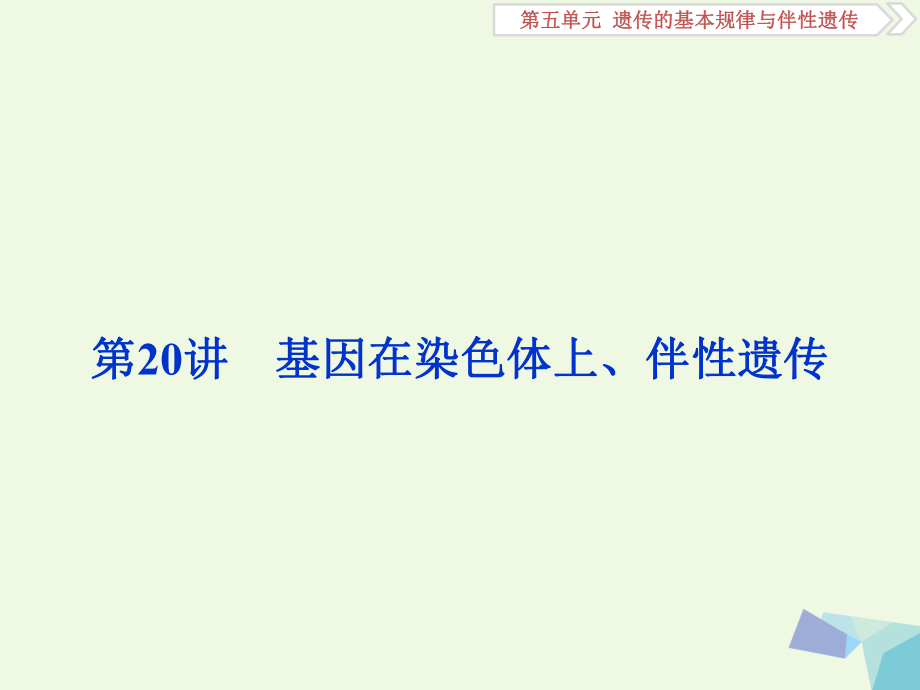 全國2018版高考生物大一輪復(fù)習(xí)第五單元遺傳的基本規(guī)律與伴性遺傳第20講基因在染色體上伴性遺傳課件_第1頁