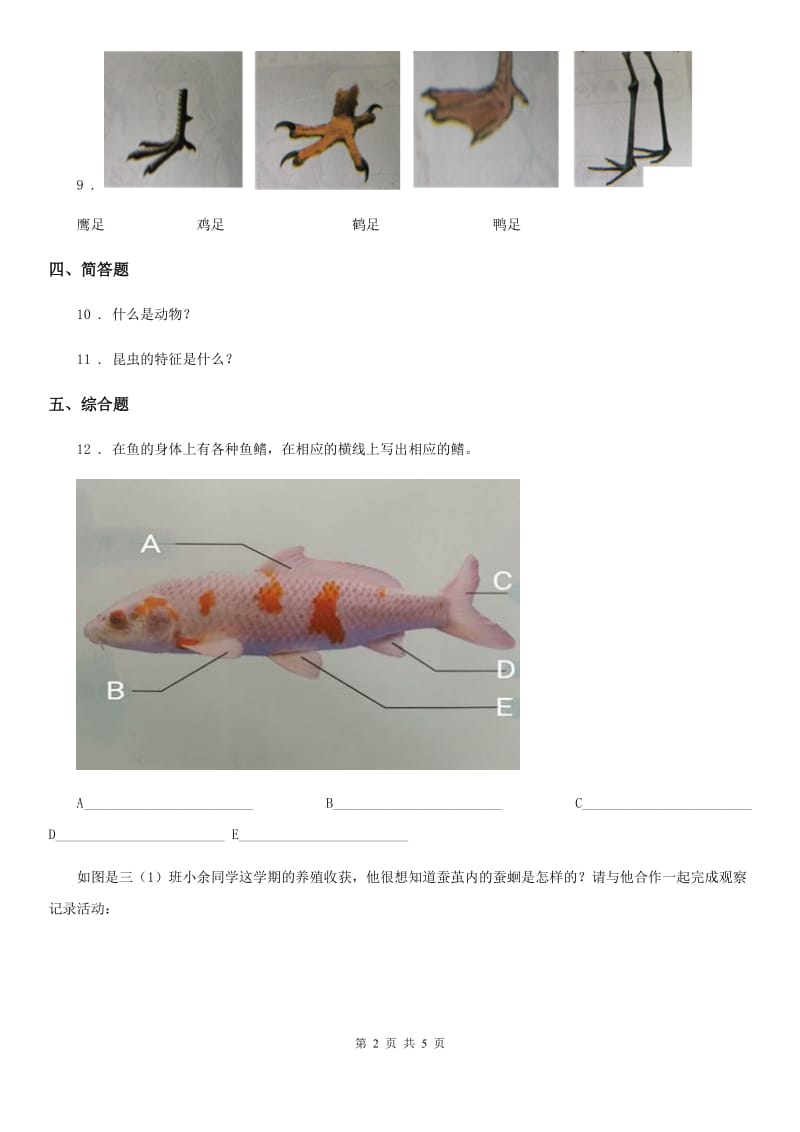 四川省科学2020年一年级下册第二单元测试卷(A卷)（II）卷_第2页