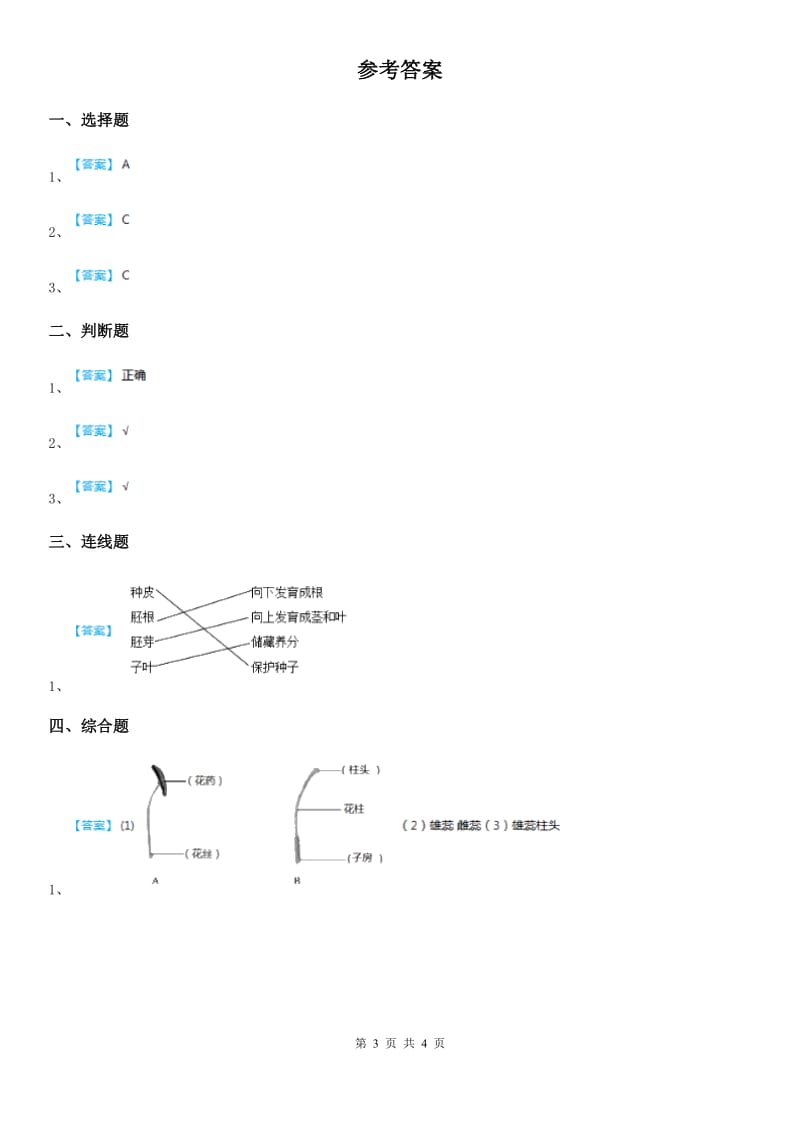 四川省科学2019-2020年一年级上册3.观察叶（II）卷_第3页