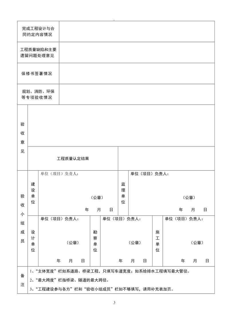 市政建设工程竣工验收意见书_第3页