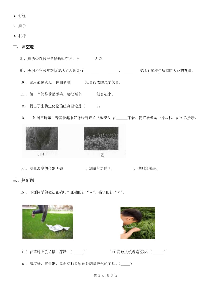 四川省科学2019-2020年六年级下册1.4 怎样放得更大（II）卷_第2页