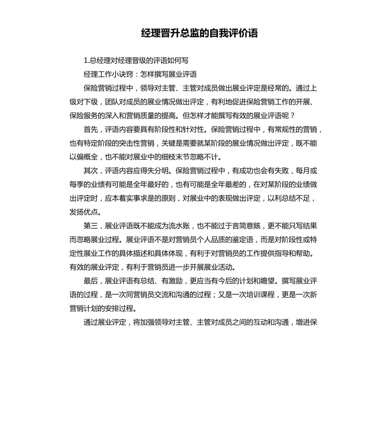 经理晋升总监的自我评价语 .docx_第1页