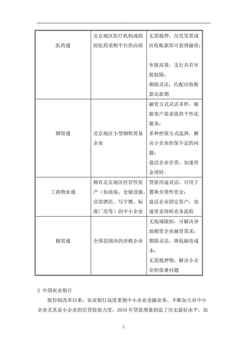 各银行对中小企业融资产品及方法的比较_第3页