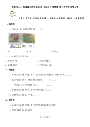 2020版三年級道德與法治上冊12 我是小小理財(cái)師 第二課時(shí)練習(xí)卷A卷