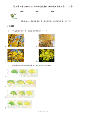 四川省科学2019-2020年一年级上册9 树叶变黄了练习卷（II）卷