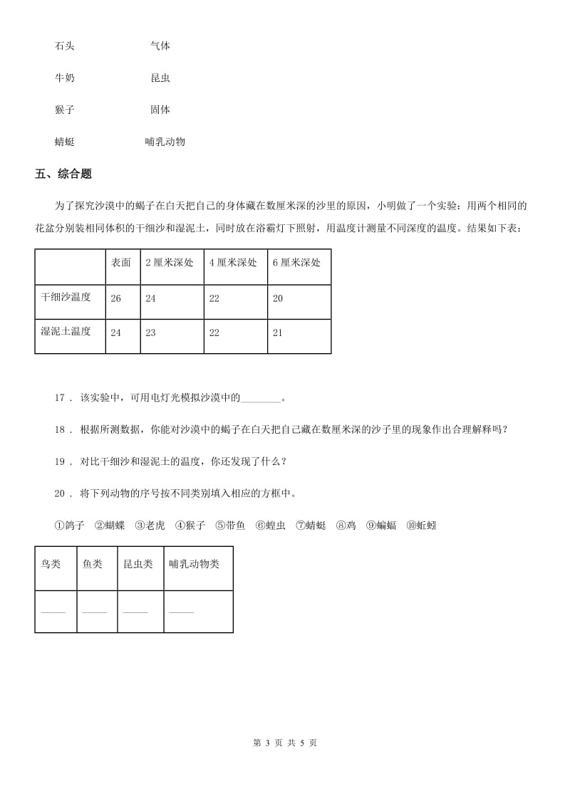 四川省科学六年级上册第4课时 种类繁多的动物_第3页