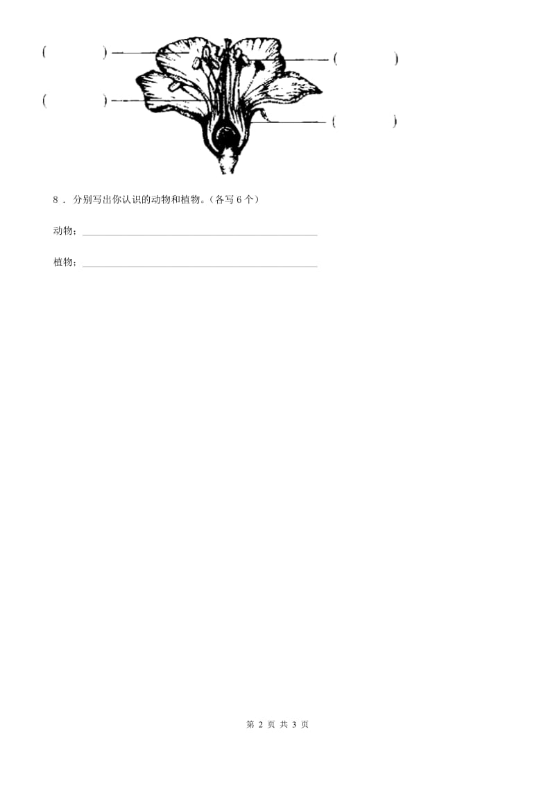 四川省科学2020年一年级上册6.校园里的植物C卷_第2页