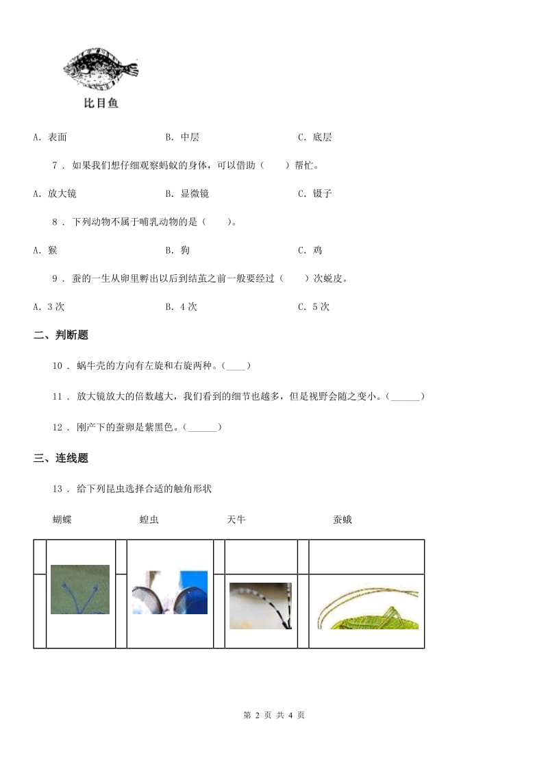 四川省科学2019-2020学年度一年级下册第二单元全练全测A卷_第2页