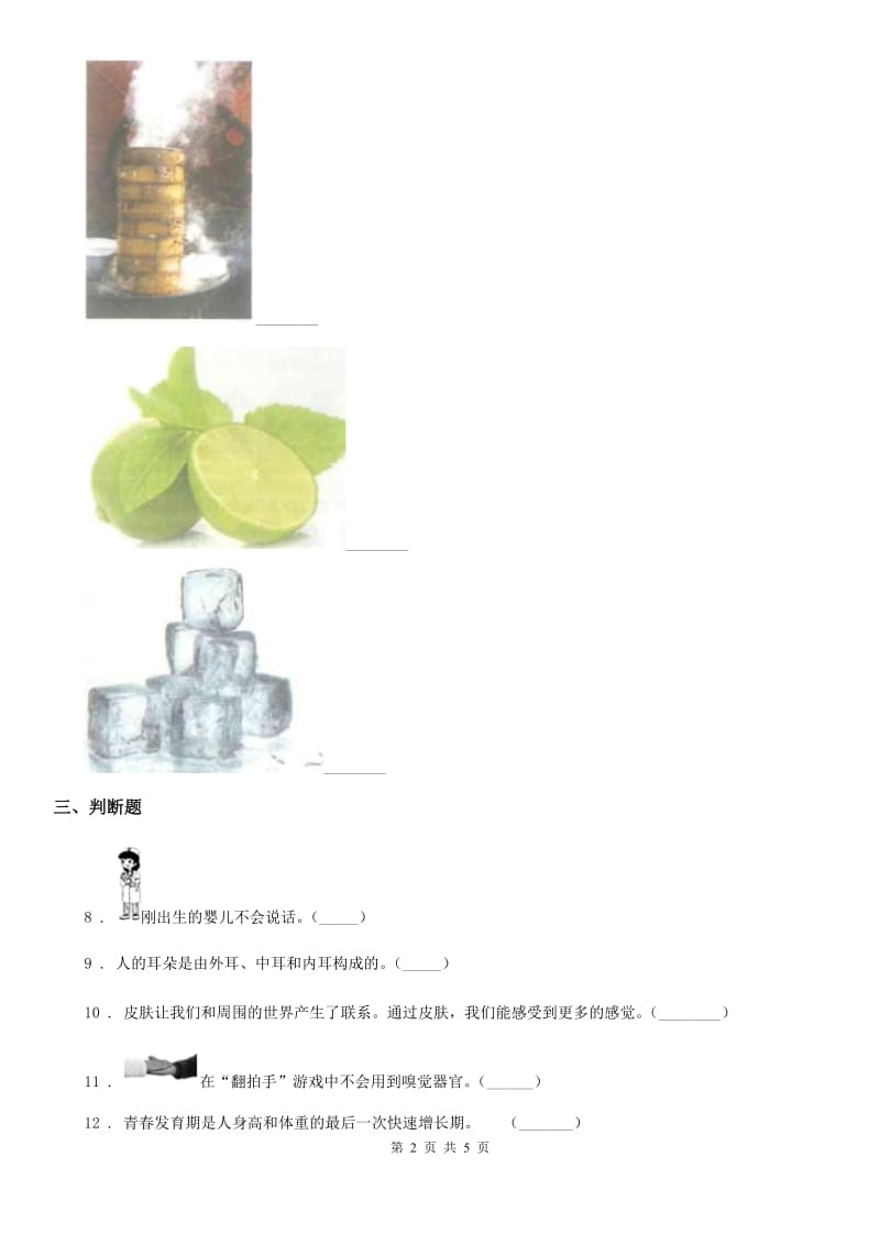 四川省科学二年级下册2.2 通过感官来发现练习卷_第2页