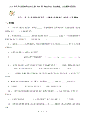 2020年六年級(jí)道德與法治上冊(cè) 第9課 知法守法 依法維權(quán) 填空題專(zhuān)項(xiàng)訓(xùn)練