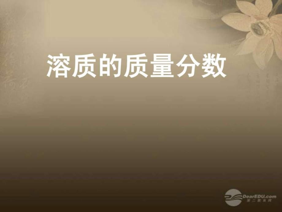 九年級(jí)化學(xué)《溶質(zhì)的質(zhì)量分?jǐn)?shù)》課件一人教新課標(biāo)版_第1頁