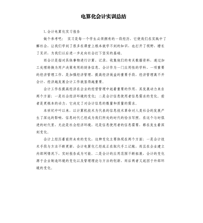 电算化会计实训总结 .docx_第1页