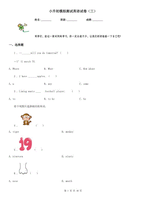 小升初模擬測試英語試卷（三）