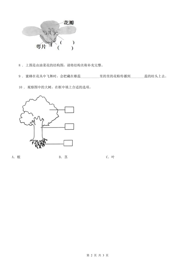 四川省科学2020届一年级上册第一单元全练全测C卷_第2页