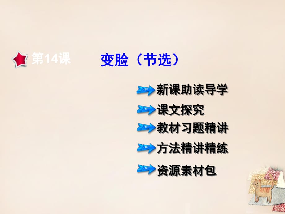 2016年春九年級語文下冊第四單元第14課《變臉（節(jié)選）》課件（新版）新人教版_第1頁