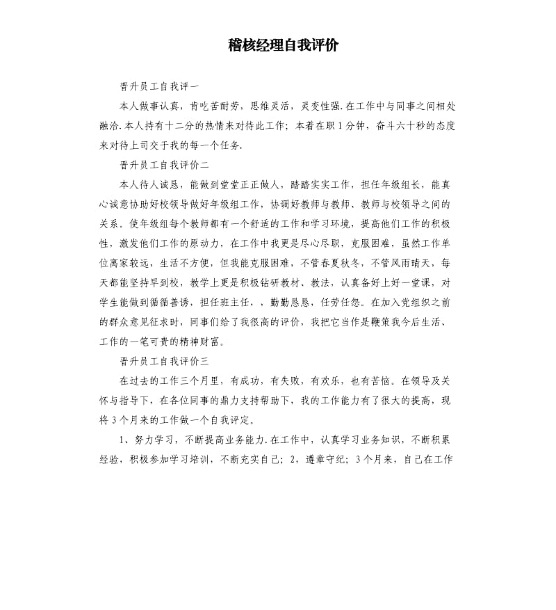 稽核经理自我评价 .docx_第1页