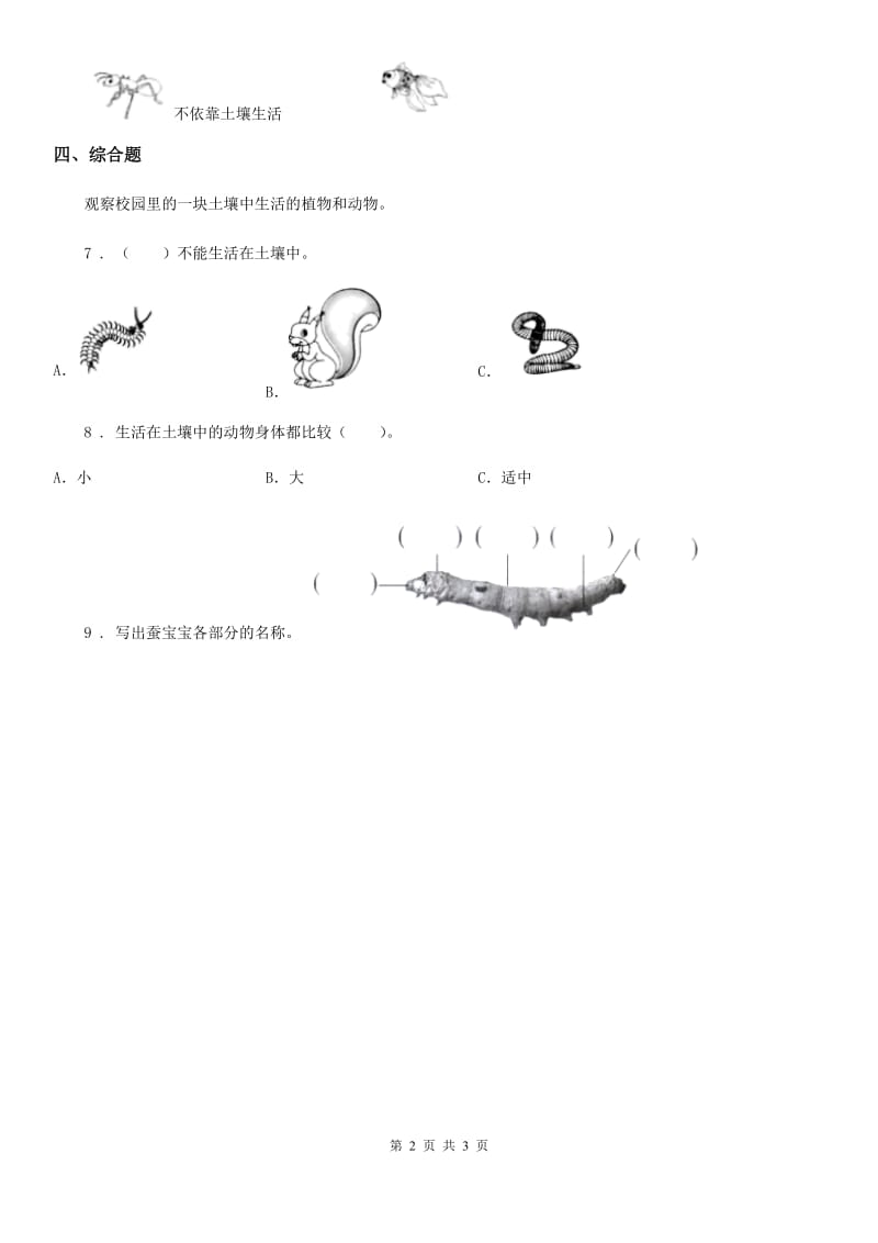 四川省科学2019-2020年二年级上册2.土壤——动植物的乐园D卷（模拟）_第2页