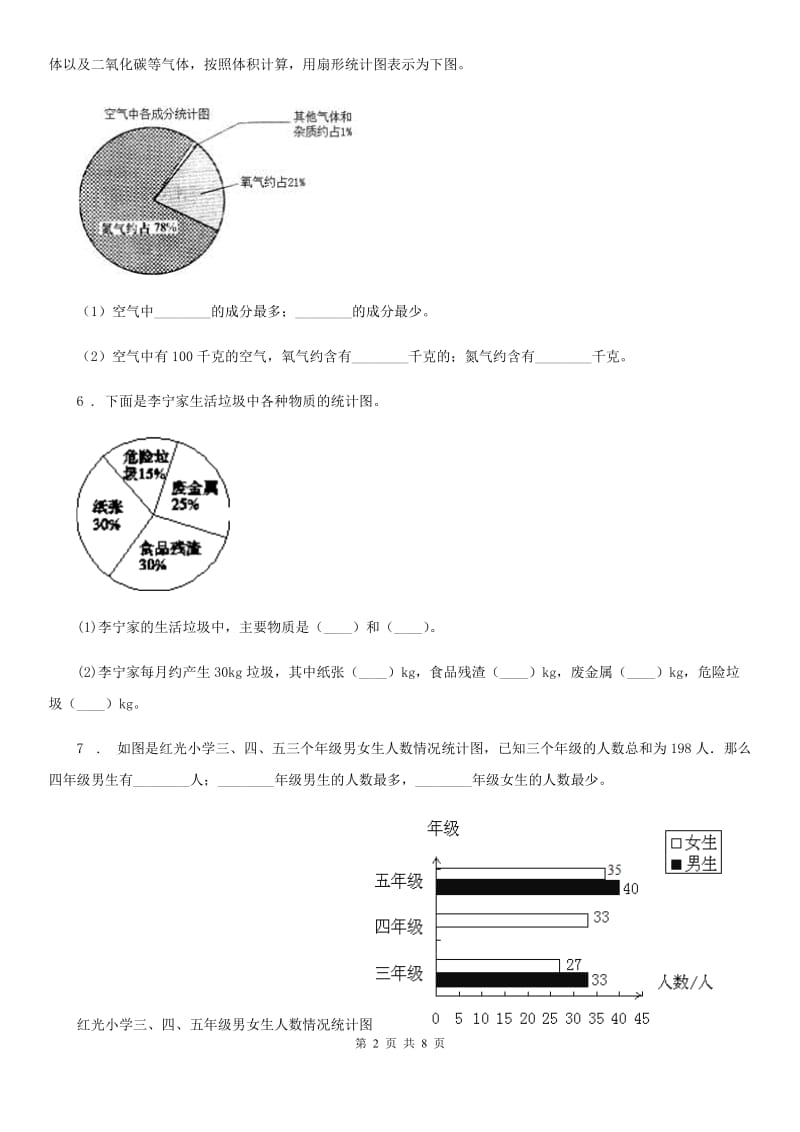 陕西省六年级数学上册第六单元《扇形统计图》单元测试卷_第2页