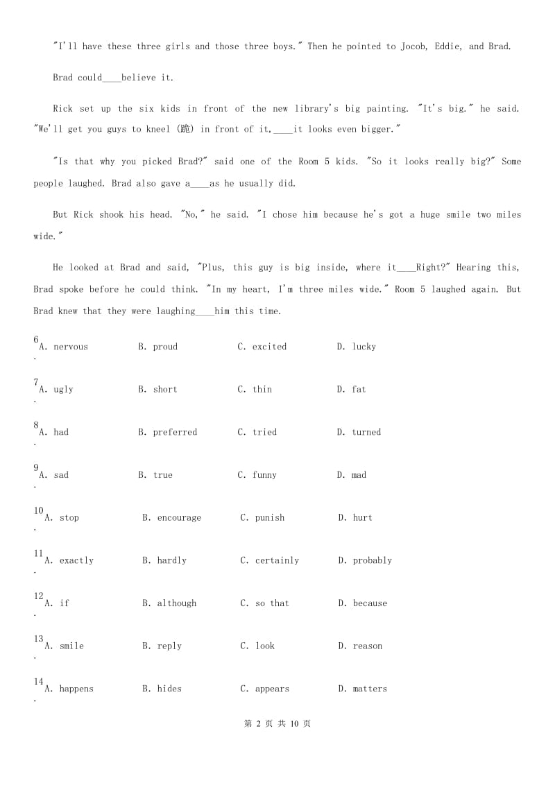 牛津译林版英语七年级下册Unit 3 Reading（Ⅰ）同步练习_第2页