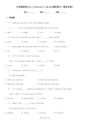 九年級(jí)英語(yǔ)Unit 3 Section A (3a-4c)課時(shí)練習(xí)（青島專(zhuān)版）