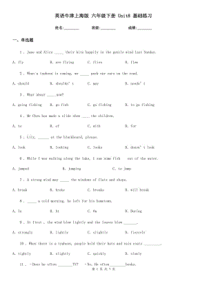 英語(yǔ)牛津上海版 六年級(jí)下冊(cè) Unit8 基礎(chǔ)練習(xí)