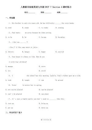 人教新目標(biāo)版英語九年級UNIT 7 Section A課時練習(xí)