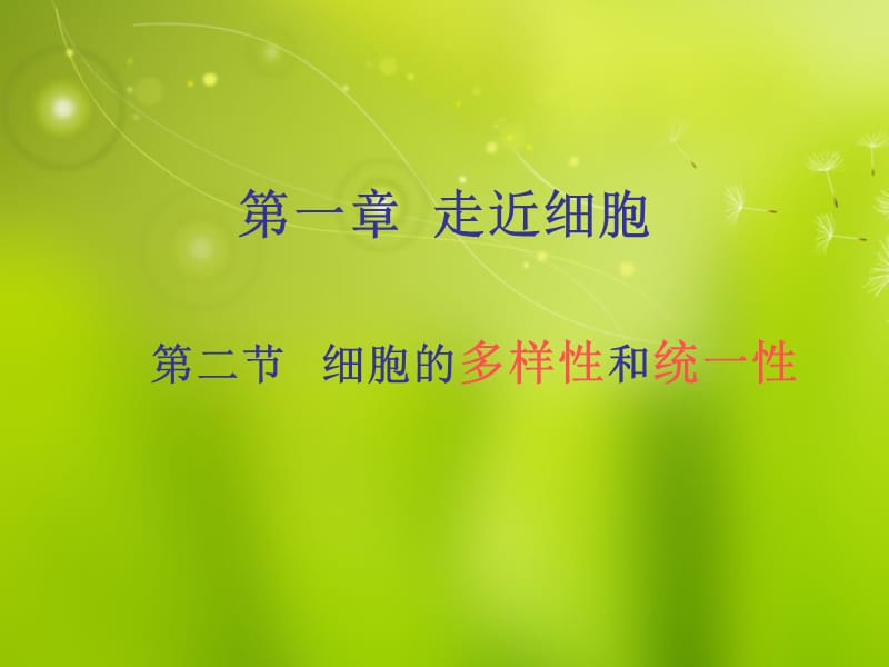 高中生物《第一章第二節(jié)細(xì)胞的多樣性和統(tǒng)一性》課件4新人教版必修_第1頁