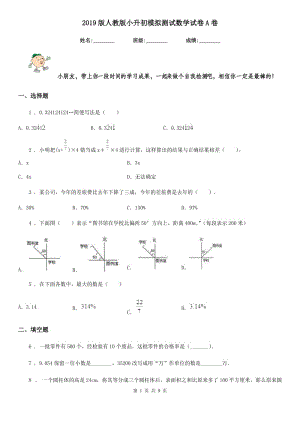 2019版人教版小升初模擬測(cè)試數(shù)學(xué)試卷A卷