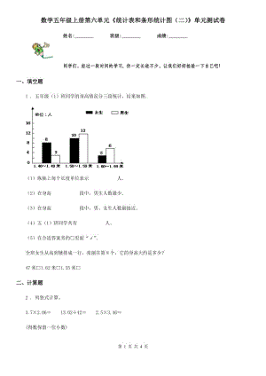 數(shù)學(xué)五年級(jí)上冊(cè)第六單元《統(tǒng)計(jì)表和條形統(tǒng)計(jì)圖（二）》單元測(cè)試卷