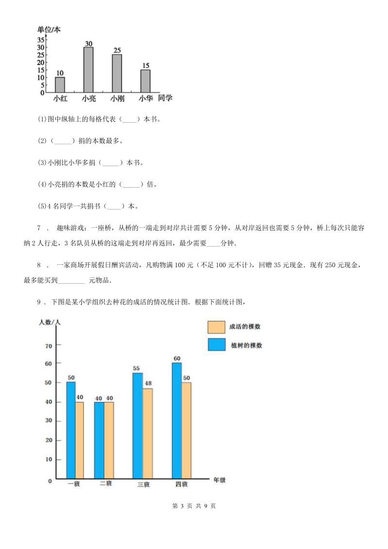 陕西省四年级数学上册第七、八单元测试卷_第3页